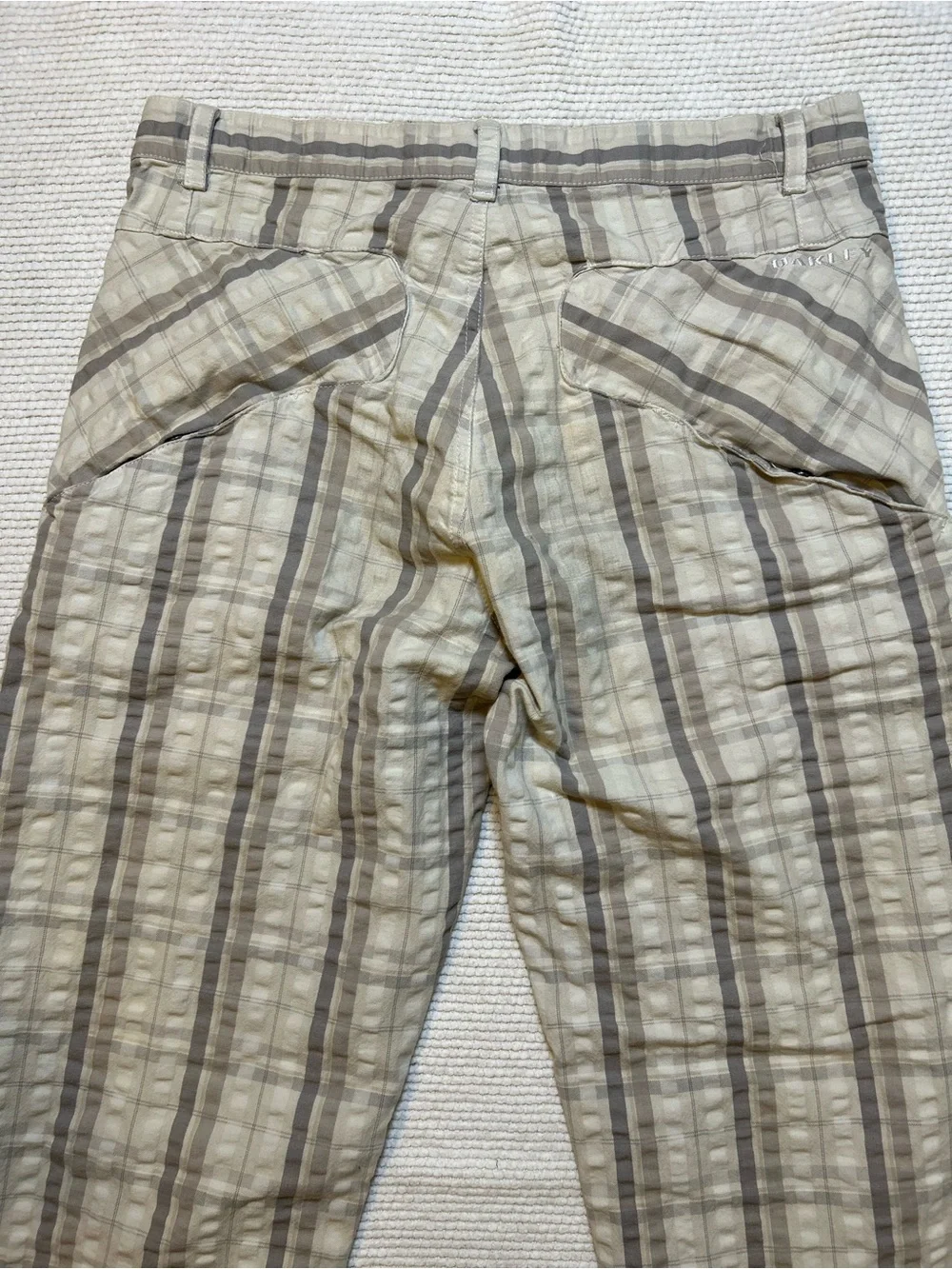 Oakley Beige and Taupe Vertical Stripe Chinos